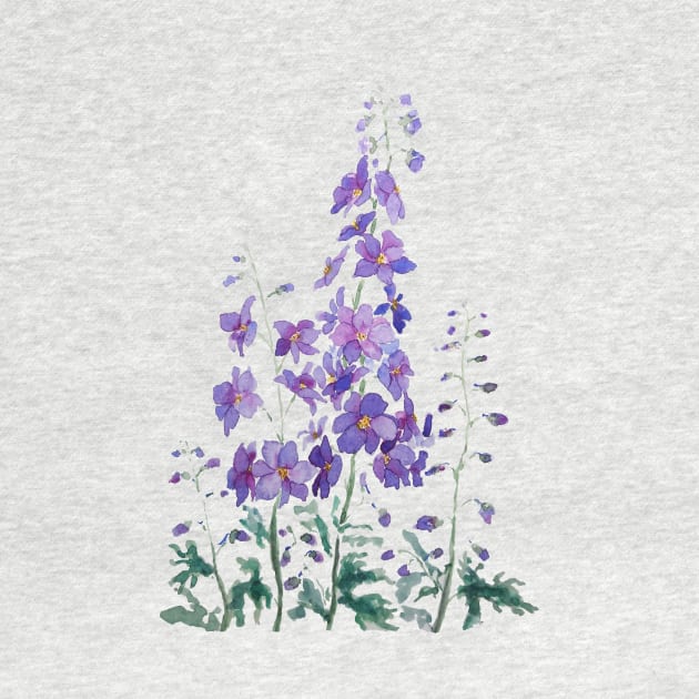 purple blue pink delphinium watercolor by colorandcolor